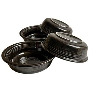 Set of 4 Homer Laughlin Fiesta Classic Rimmed Salad Plates in Black